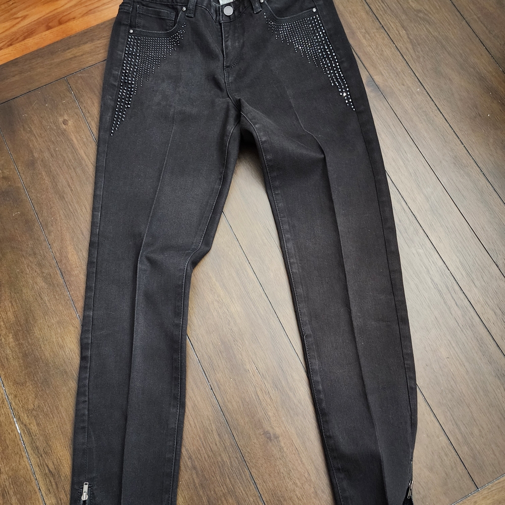 Cache Black Denim with Stud Accents